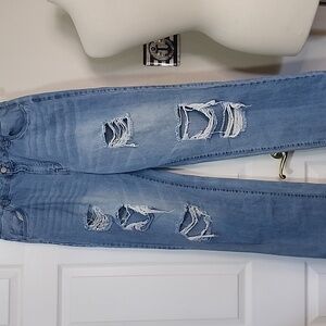 Refuge Denim Wide High Rise Distressed Jeans